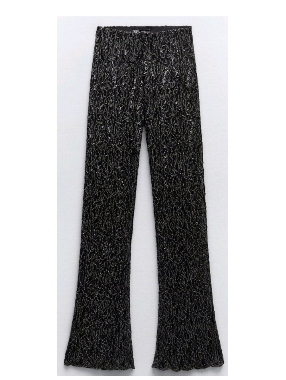 Zara Black Sequin Flared Pants